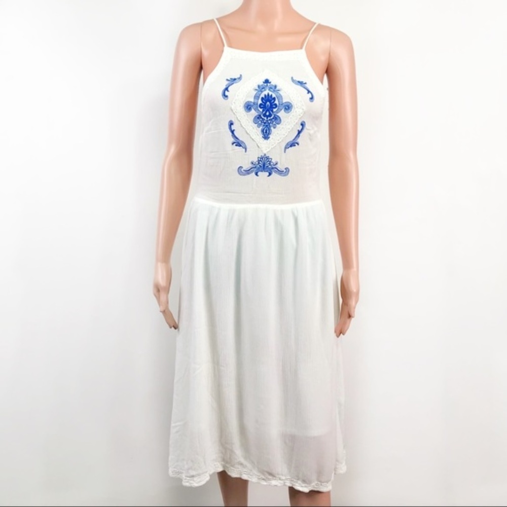 H&M Divided White Blue Paisley Print Cami Dress 6
